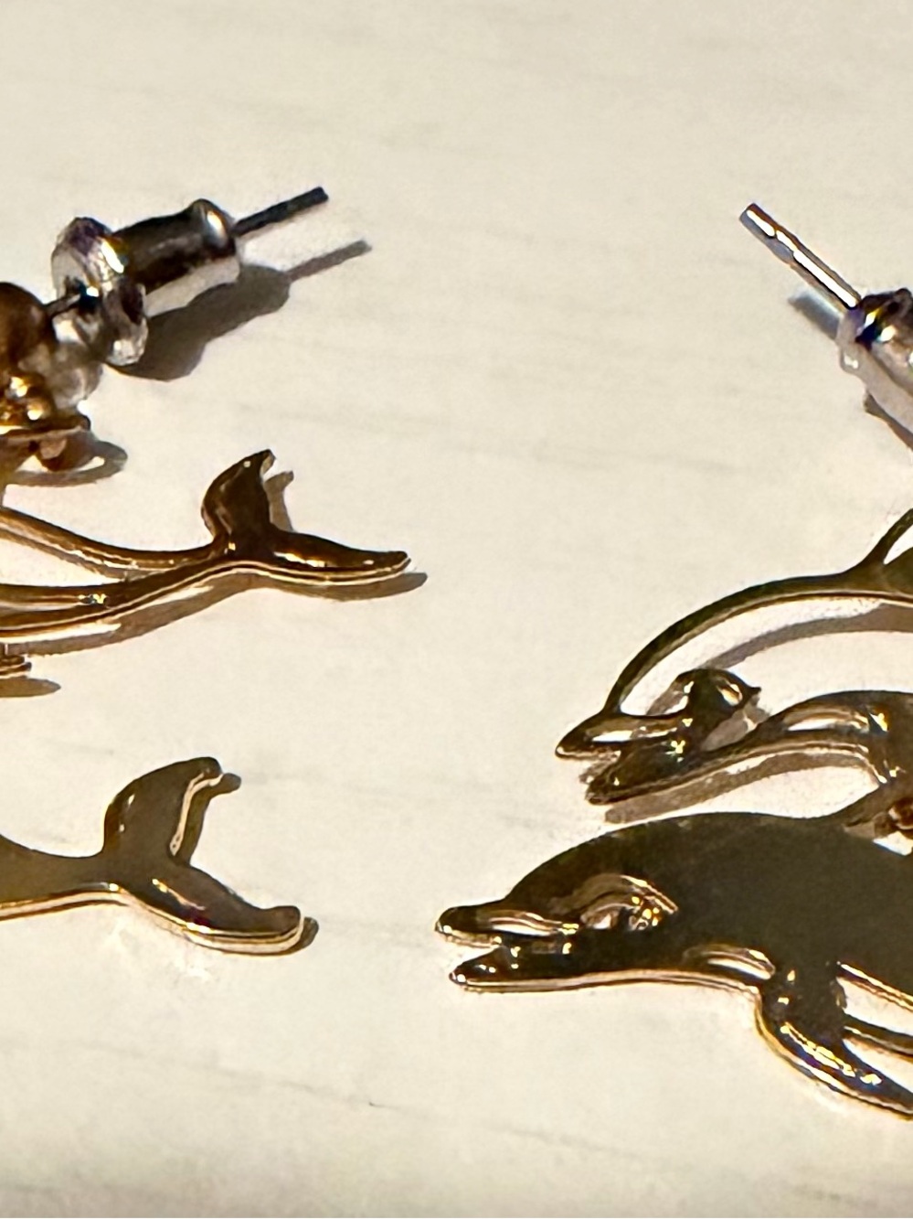 Gold Dolphin Stud Earrings for Kids - Cute Sea Animal Jewelry